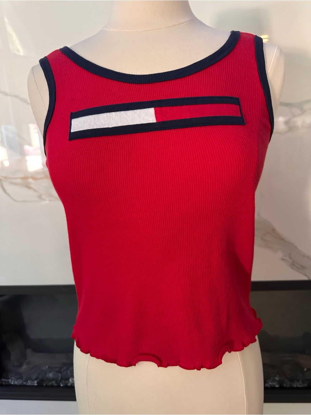 Vintage Tommy Hilfiger Red Ribbed Tank Top size medium